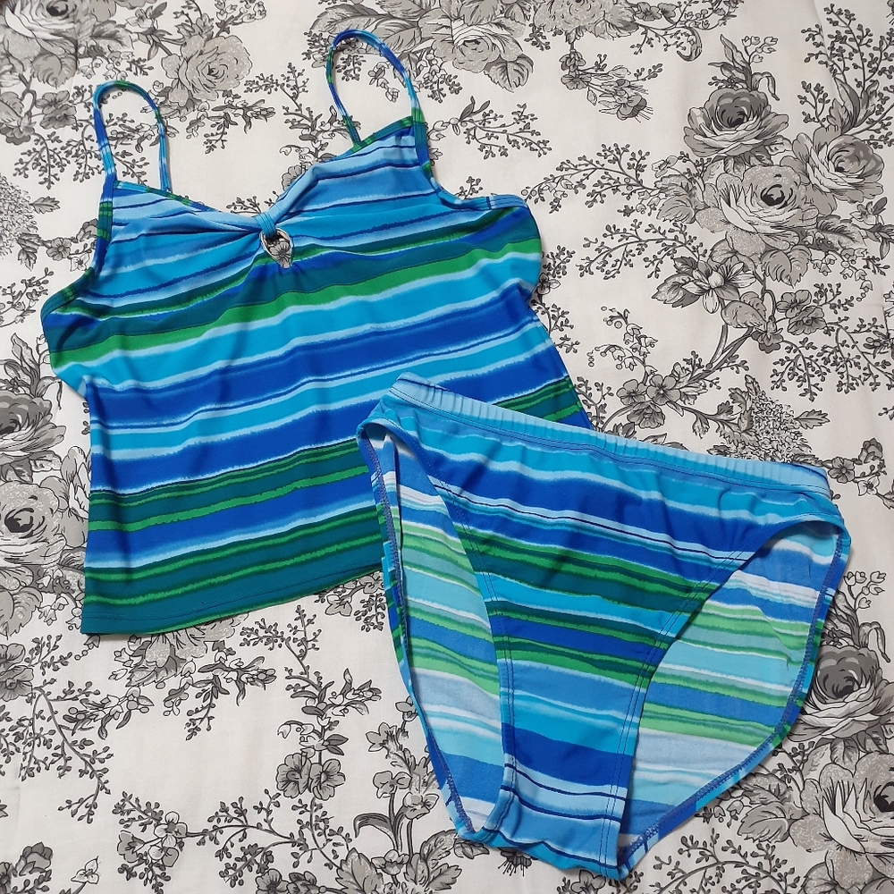 5/$20 🌻 ISLANDER Striped Tankini Swim Set Size 8